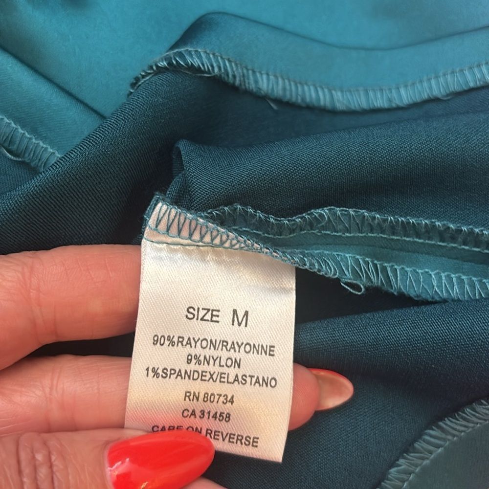 Rythm of Grace Elegant Teal satin Lace Accent Skirt, M - Picture 7 of 7